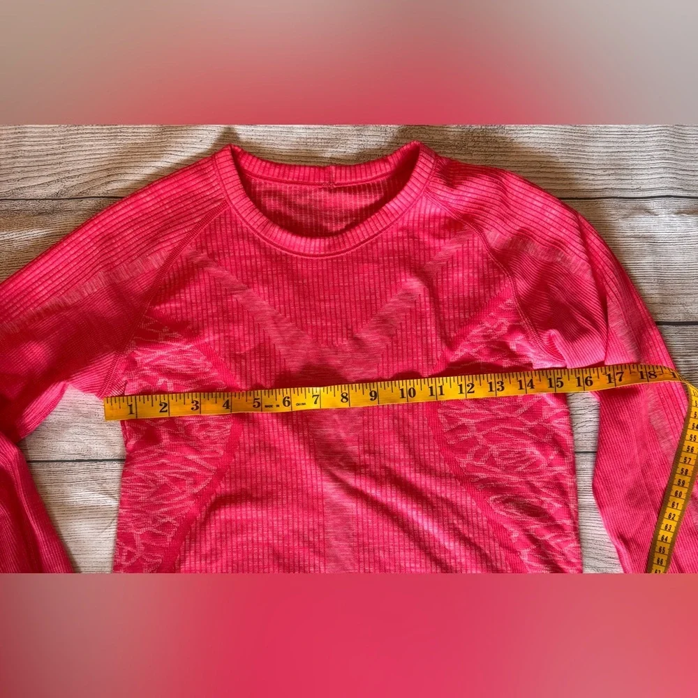 Lululemon Swiftly Tech Long Sleeve Top Neon Coral Pink Thumbholes Size 6